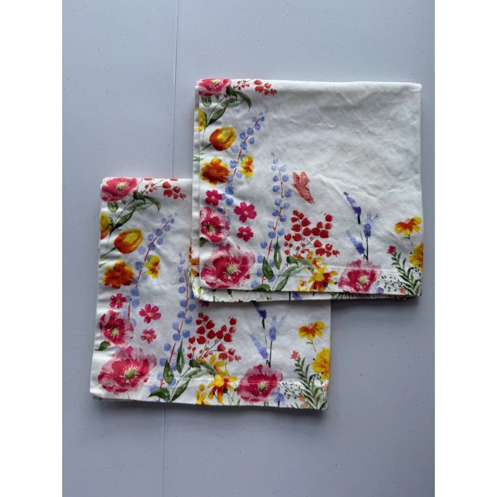 Sur la Table Set of 2 Napkins Floral Botanical 20x20 Garden Cottagecore